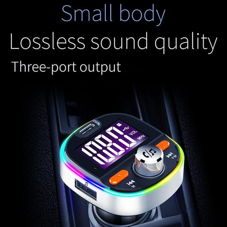 BC53 Wireless Car MP3 Player 5.0 FM Transmitter Colored Ambient Lights Hands-free Car Charger by buy2fix