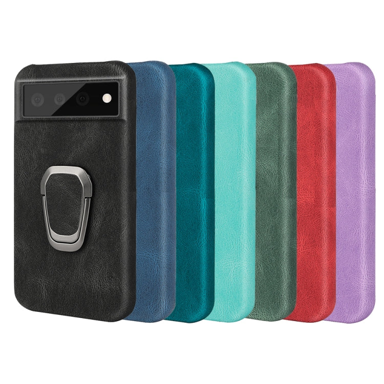 For Google Pixel 6 Pro Ring Holder PU Phone Case(Black) by buy2fix