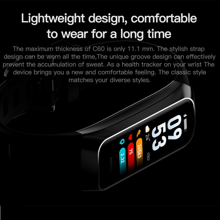 C60 IP67 Waterproof 1.1 inch Smart Fitness Band(Grey) by buy2fix