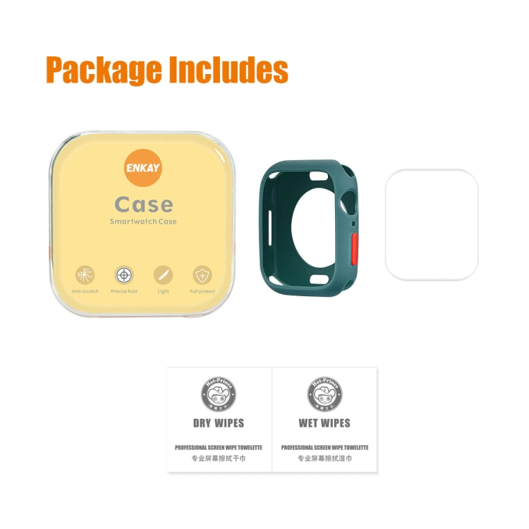 ENKAY TPU Case + Full Coverage PET Screen Protector For Apple Watch Series 9 / 8 / 7 41mm(Black) by ENKAY