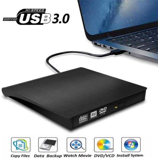 USB 3.0 Brushed External CD / DVD-RW Optical Drive Player by buy2fix
