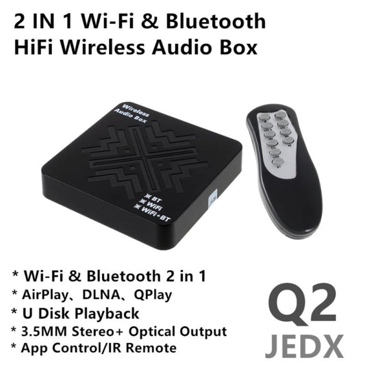 JEDX Q2 WiFi & Bluetooth 2 in 1 Digital Audio Adapter Smart Hi-Fi Audio Box by buy2fix