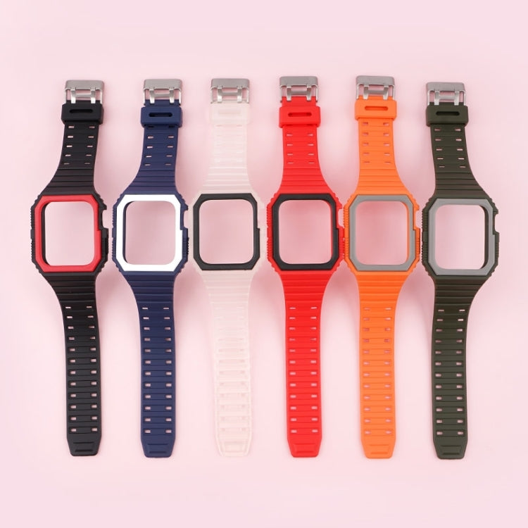 Silicone Strap with Case For Apple Watch Series 8&7 45mm / SE 2&6&SE&5&4 44mm / 3&2&1 42mm(Transparent White) by buy2fix