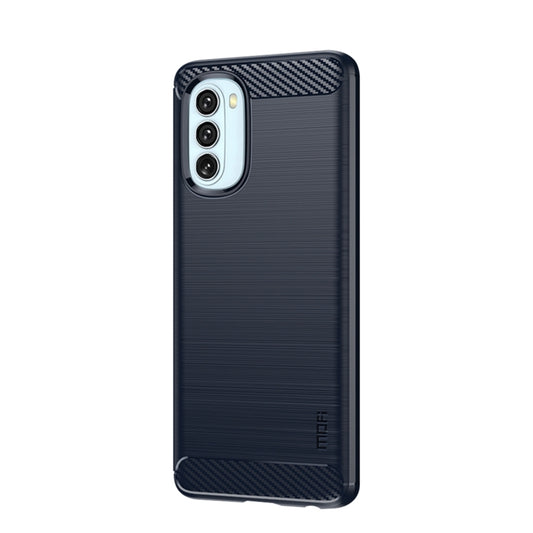 For Motorola Moto G51 5G MOFI Gentleness Brushed Carbon Fiber Soft TPU Case(Blue) by MOFI