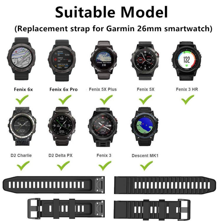 For Garmin Fenix 3 HR 26mm Silicone Watch Band(Black) by buy2fix