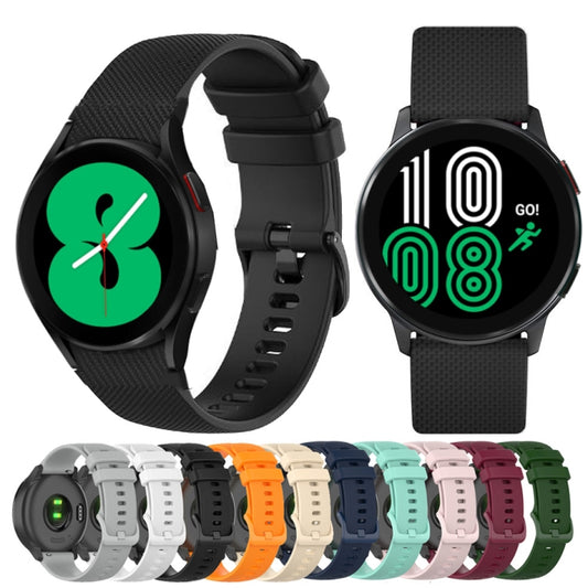 For Samsung Galaxy Watch 4 Classic 42mm / 46mm 20mm Checkered Silicone Watch Band(Blue) by buy2fix