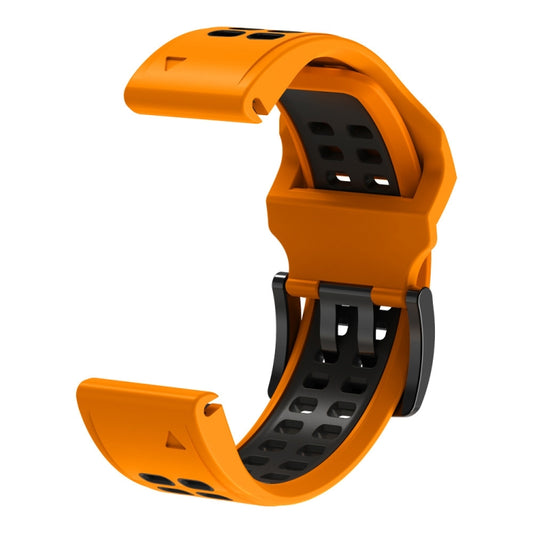 For Garmin Fenix 7X 26mm Two-Color Two-Hole Silicone Quick Release Watch Band(Orange Black) by buy2fix