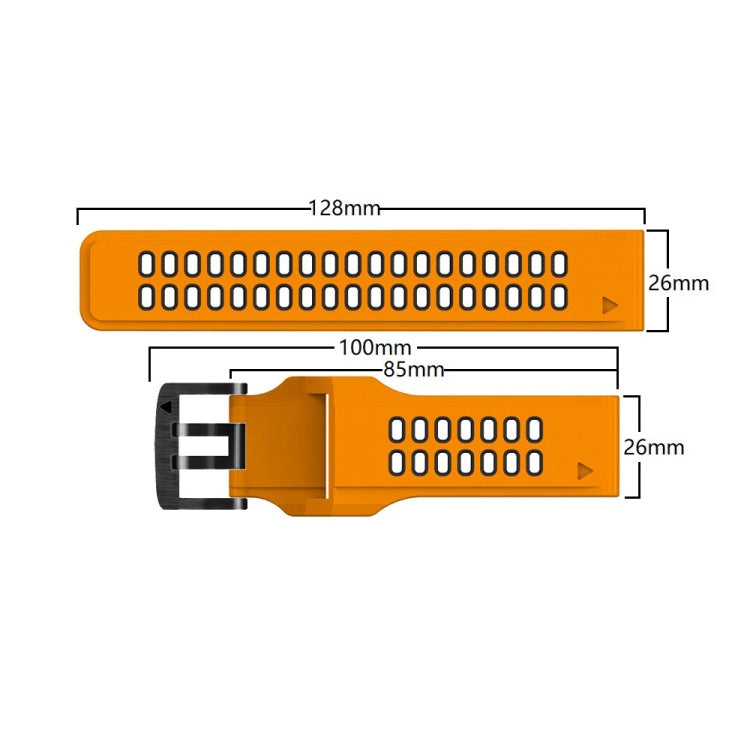 For Garmin Fenix 7X 26mm Two-Color Two-Hole Silicone Quick Release Watch Band(Orange Black) by buy2fix