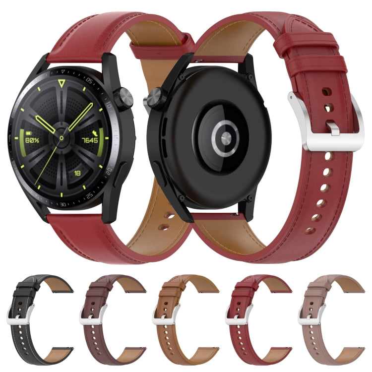 For Huawei Watch GT 3 42mm Calf Texture Sewing Thread Watch Band (Pink) by buy2fix