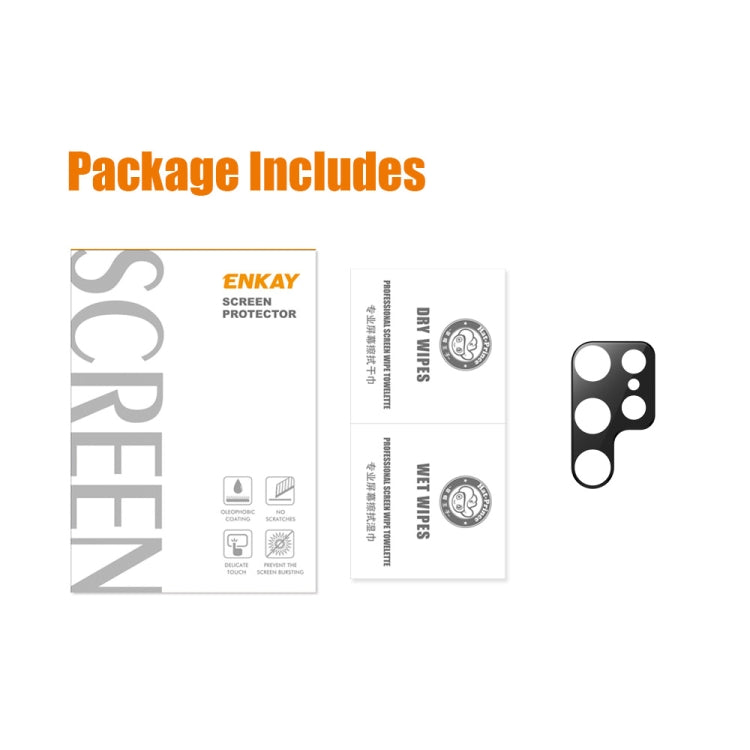 For Samsung Galaxy S22 Ultra 5G ENKAY Aluminium Alloy Camera Lens Protector Full Cover(Black) by ENKAY