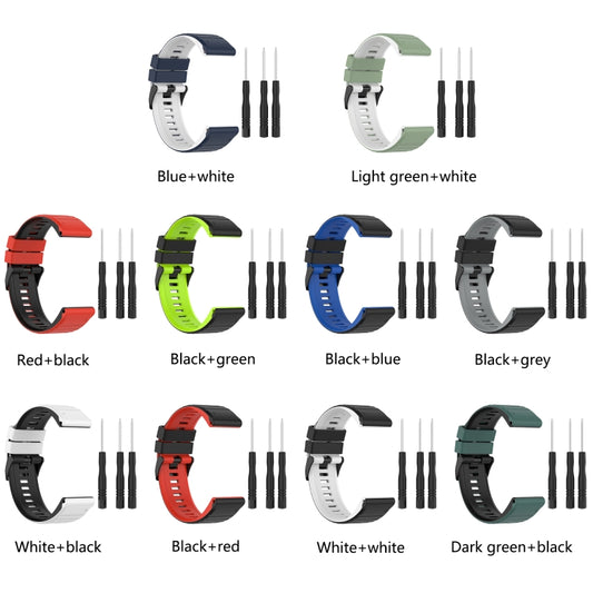 For Garmin Fenix 7 22mm Silicone Mixing Color Watch Band(Light green+white) by buy2fix