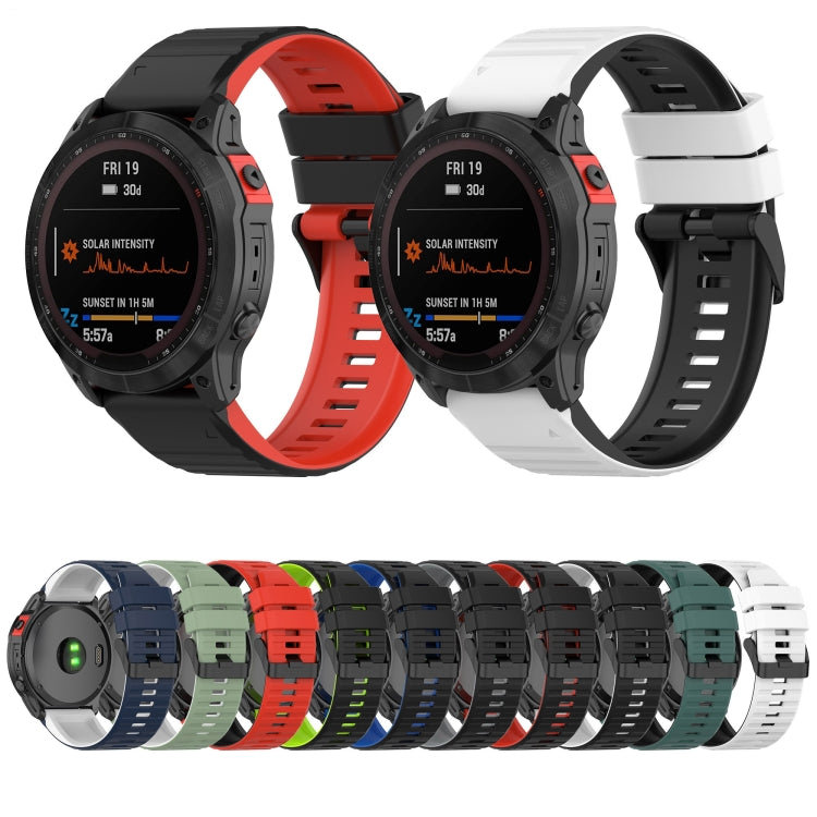 For Garmin Fenix 6 22mm Silicone Mixing Color Watch Band(Black+red) by buy2fix