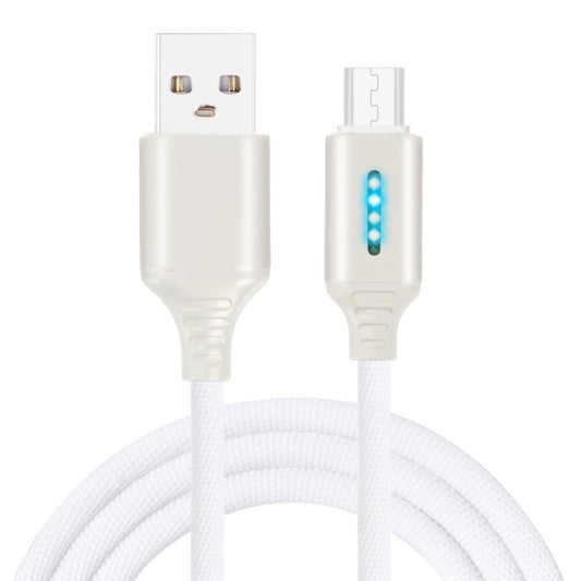 Micro USB Interface Zinc Alloy Marquee Luminous Intelligent Automatic Power off Charging Data Cable(white) by buy2fix