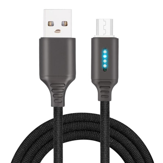 Micro USB Interface Zinc Alloy Marquee Luminous Intelligent Automatic Power off Charging Data Cable(black) by buy2fix