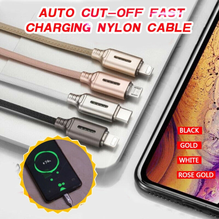 Micro USB Interface Zinc Alloy Marquee Luminous Intelligent Automatic Power off Charging Data Cable(white) by buy2fix
