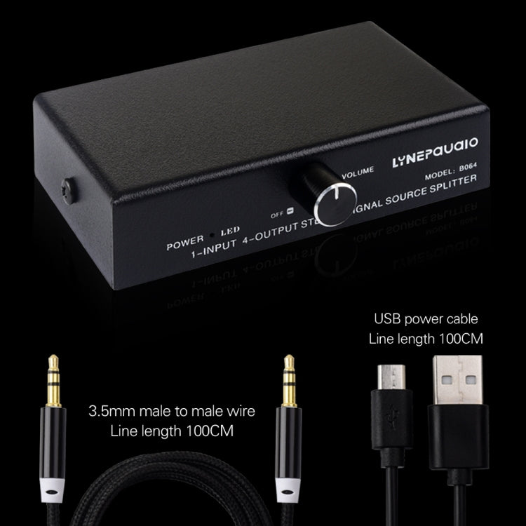 1 In 4 Out Audio Frequency Signal Splitter Distribute Device, Non Consumption, 3.5mm Interface Output by buy2fix