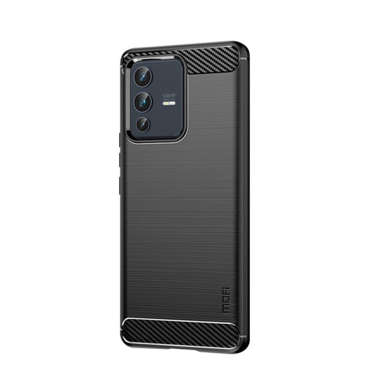 For vivo V23 Pro /S12 Pro MOFI Gentleness Series Brushed Texture Carbon Fiber Soft TPU Phone Case(Black) by MOFI
