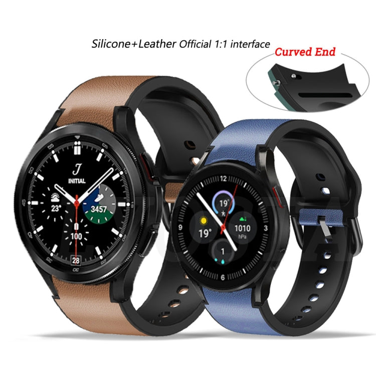 For Samsung Galaxy Watch 4 Classic 46mm 20mm Silicone Pasted Leather Watch Band(Brown) by buy2fix