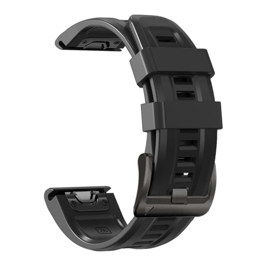 For Garmin Fenix 3 HR 26mm Silicone Sport Pure Color Watch Band(Black) by buy2fix