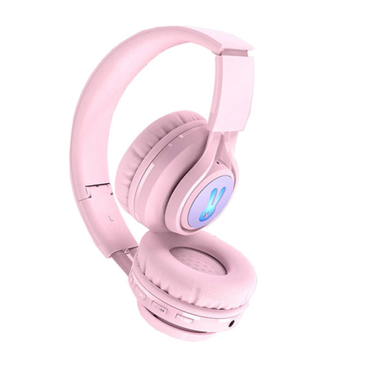 BT06C+ Children Head-mounted Cute Wireless Bluetooth Headset with Microphone & LED Light(Pink) by buy2fix
