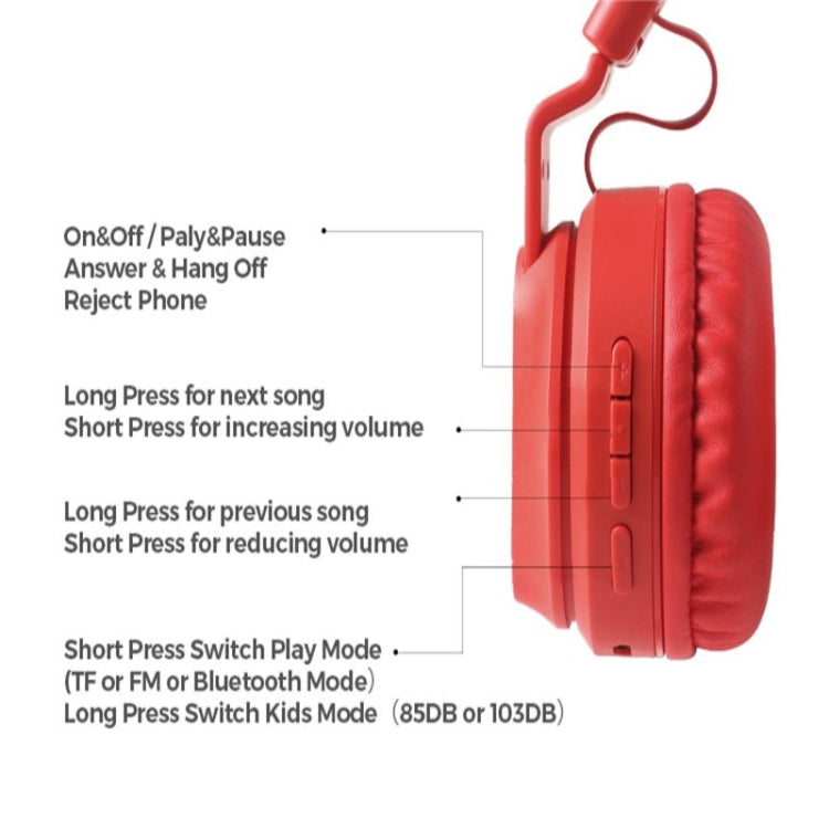 BOBo+ Adults & Kids Cute Bluetooth 5.0 Bass Noise Cancelling Headset with Mic(Pink) by buy2fix