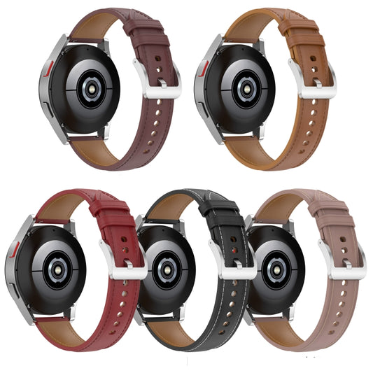 For Garmin VivoMove Luxe Embossed Genuine Leather Watch Band(Light Brown) by buy2fix