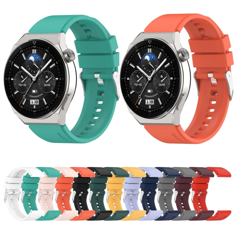 For Huawei Watch GT 3 Pro 46mm 22mm Protruding Head Silver Buckle Silicone Watch Band(Dark Blue) by buy2fix