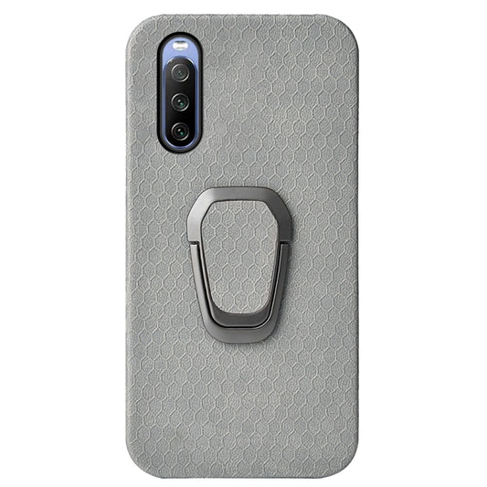For Sony Xperia 10 IV Ring Holder Honeycomb PU Phone Case(Grey) by buy2fix