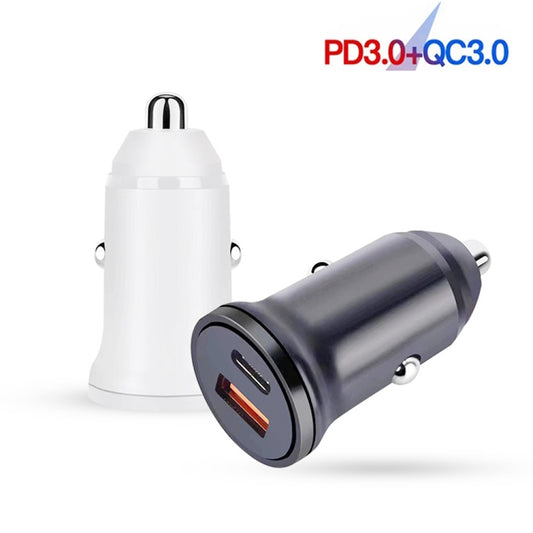 WKN-707 PD 20W USB-C / Type-C + QC 3.0 25W USB Mini Car Charger with USB-C / Type-C to 8 Pin Data Cable, Cable Length: 1m(Black) by buy2fix