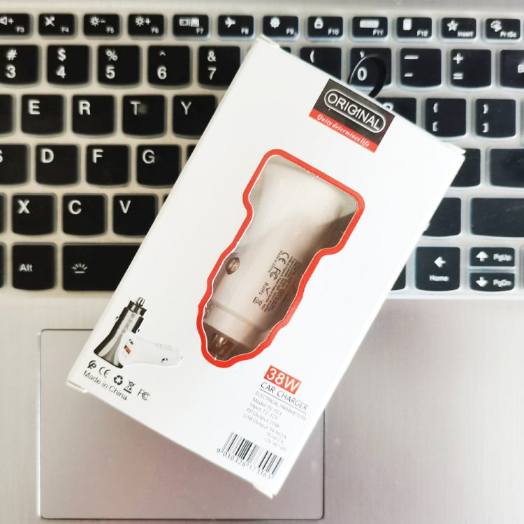 TE-P23 38W PD USB-C / Type-C + QC3. 0 USB Triangle Car Charger + USB-C / Type-C to USB-C / Type-C Data Cable, Length: 1m(White) by buy2fix