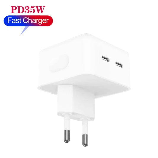 PD 35W Dual USB-C / Type-C Ports Charger for iPhone / iPad Series, EU Plug by buy2fix