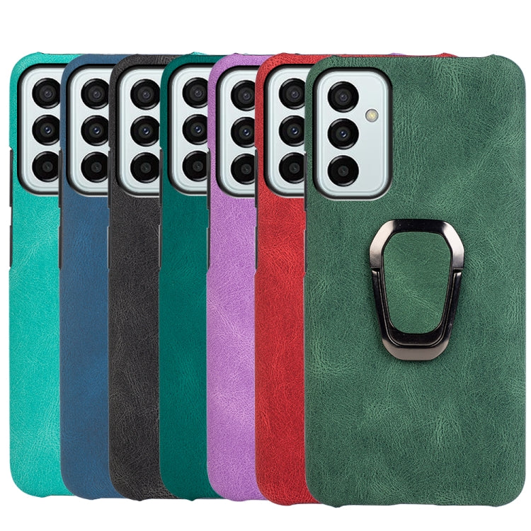 For Samsung Galaxy M23 5G / F23 5G Ring Holder PU Phone Case(Dark Green) by buy2fix