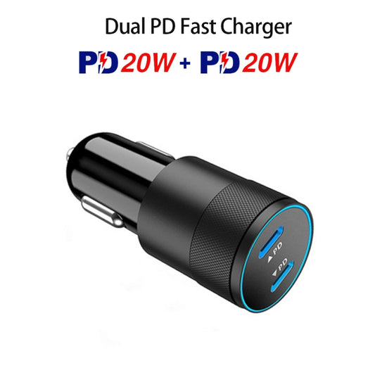 PD 40W Dual PD3.0 Type-C Car Charger(Black) by buy2fix