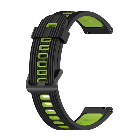For Samsung Gear Sport 20mm Vertical Pattern Two-Color Silicone Watch Band(Black+Green) by buy2fix