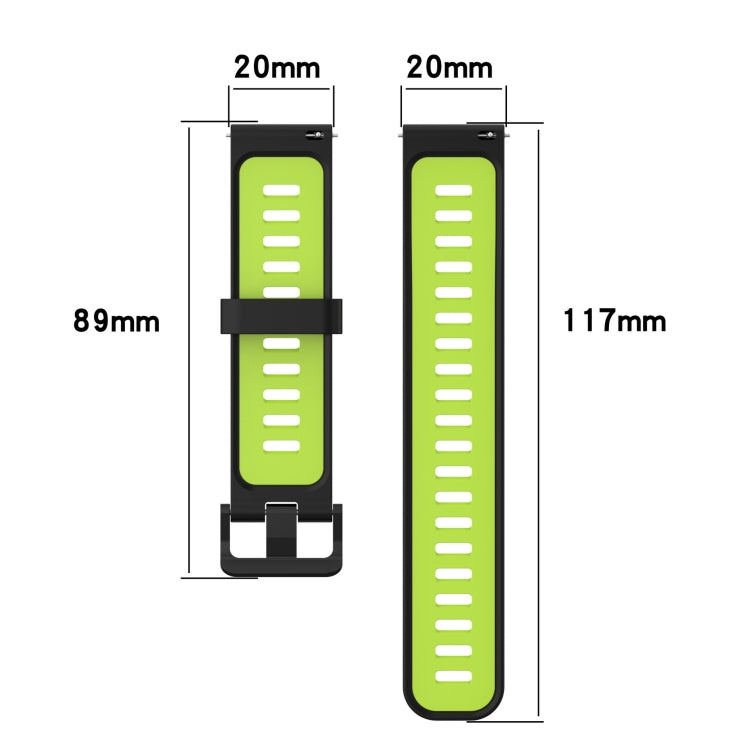 For Samsung Gear Sport 20mm Vertical Pattern Two-Color Silicone Watch Band(Black+Grey) by buy2fix