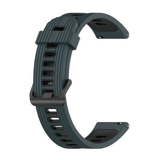For Garmin Forerunner 245 20mm Vertical Pattern Two-Color Silicone Watch Band(Olive Green + Black) by buy2fix