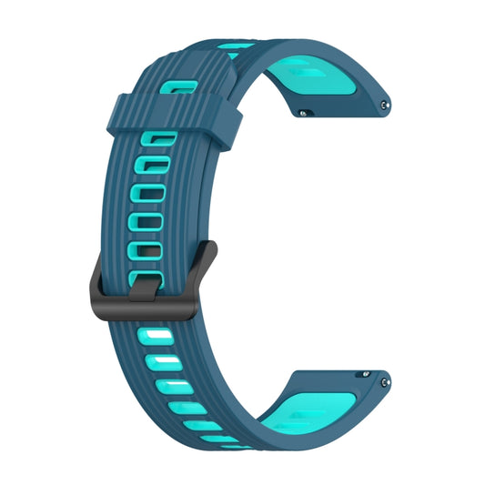 For Garmin Forerunner 245 20mm Vertical Pattern Two-Color Silicone Watch Band(Blue+Water Duck) by buy2fix
