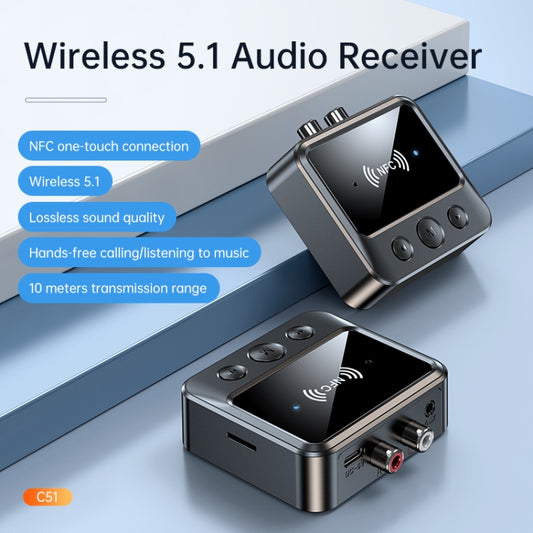 C51 Car Bluetooth 5.1 Audio Receiver Support NFC / Calls / TF Card / MP3 Playback by buy2fix