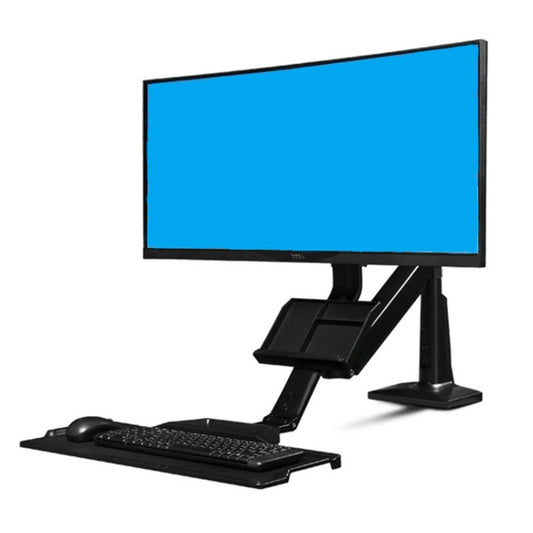NORTH BAYOU NB35 Ergonomic 19-27 Inch Monitor Holder with Foldable Keyboard Tray Full Motion Sit-Stand Workstation by buy2fix