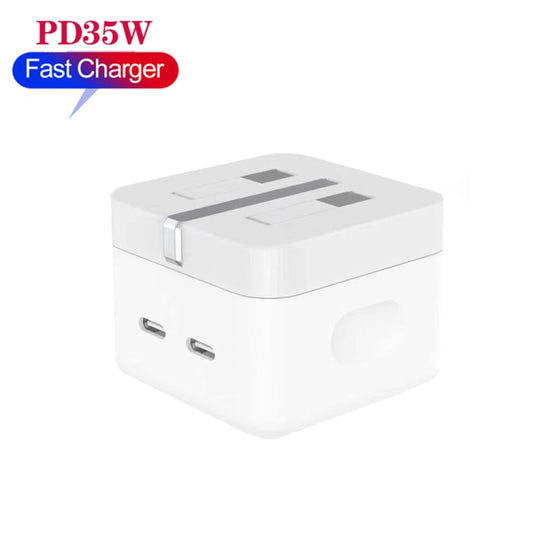 PD 35W Dual USB-C / Type-C Ports Charger for iPhone / iPad Series, UK Plug by buy2fix