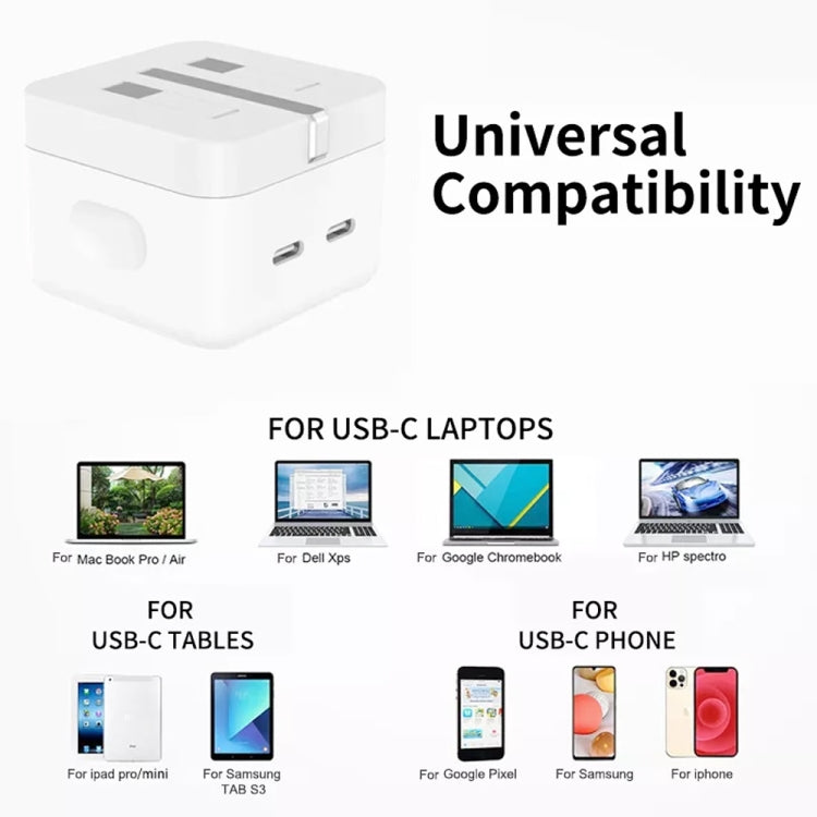 PD 35W Dual USB-C / Type-C Ports Charger for iPhone / iPad Series, UK Plug by buy2fix
