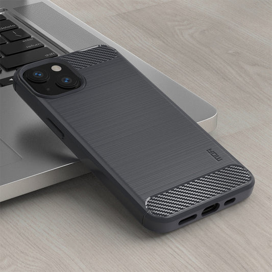 For iPhone 14 MOFI Gentleness Brushed Texture Carbon Fiber TPU Phone Case (Gray) by MOFI