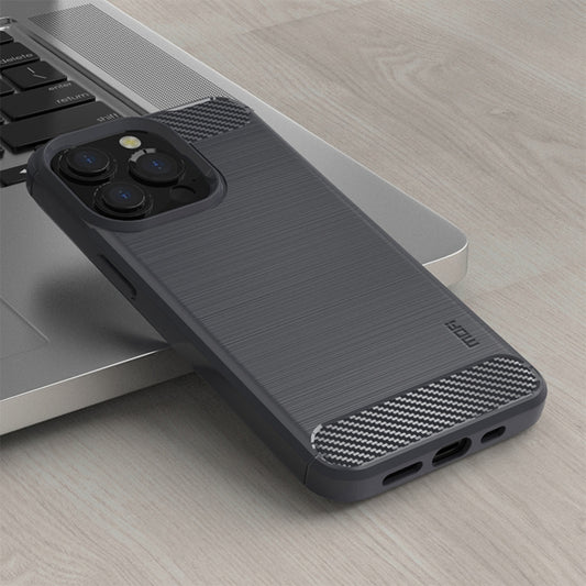 For iPhone 14 Pro MOFI Gentleness Brushed Texture Carbon Fiber TPU Phone Case (Gray) by MOFI