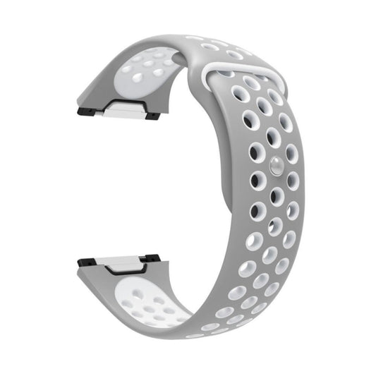 For Fitbit Ionic Breathable Two-tone Silicone Watch Band(Grey White) by buy2fix