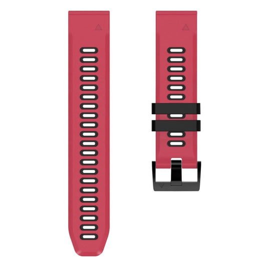 For Garmin Fenix 6X 26mm Silicone Sports Two-Color Watch Band(Red+Black) by buy2fix
