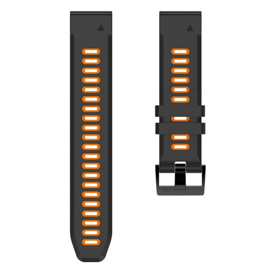 For Garmin Fenix 5X Plus 26mm Silicone Sports Two-Color Watch Band(Black+Orange) by buy2fix