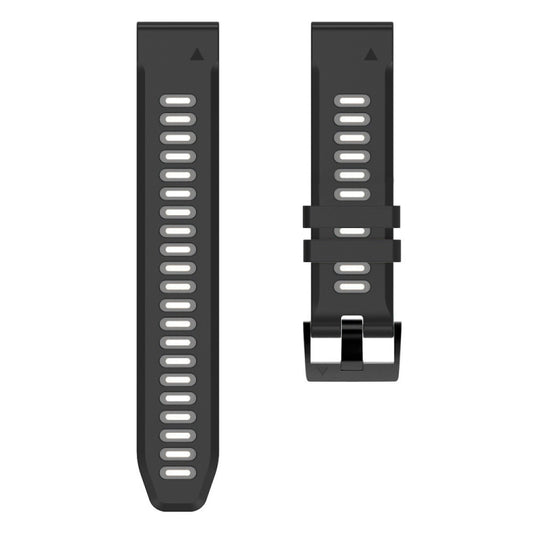 For Garmin Fenix 5X Plus 26mm Silicone Sports Two-Color Watch Band(Black+Grey) by buy2fix