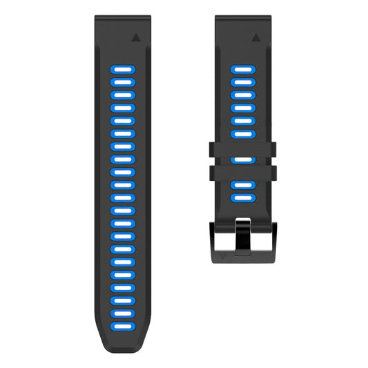For Garmin Descent MK2 26mm Silicone Sports Two-Color Watch Band(Black+Sky Blue) by buy2fix