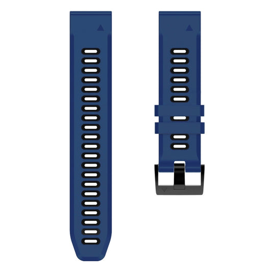For Garmin Fenix 7 22mm Silicone Sports Two-Color Watch Band(Midnight Blue+Black) by buy2fix