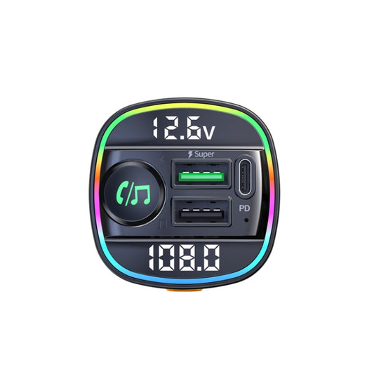 C22 Car Bluetooth 5.0 FM Transmitter LED Light Voltage Display QC 3.0 PD Charger by buy2fix